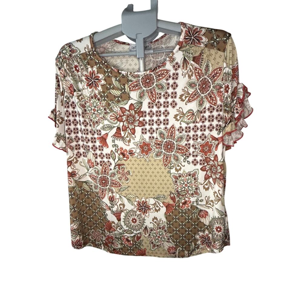 Southern Lady floral patchwork Size Large Women's top‎